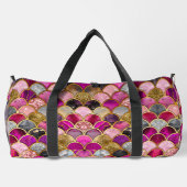 かわいいホットピンクの金ゴールドマーメイドはかりで測ガーリー ダッフルバッグ (裏面)