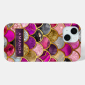 かわいいホットピンクの金ゴールドマーメイドはかりで測ガーリー Case-Mate iPhoneケース (裏面 (横))