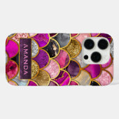 かわいいホットピンクの金ゴールドマーメイドはかりで測ガーリー Case-Mate iPhoneケース (裏面 (横))