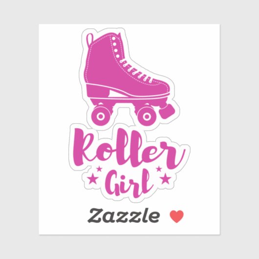 かわいいホットピンクローラーガールスケートスター シール (シート)