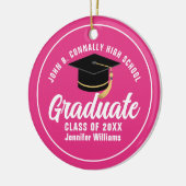 かわいいホットピンク卒業カスタム2025年卒業 セラミックオーナメント (左)