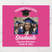 かわいいホットピンク卒業パーティーカスタム写真 ビールラベル (シングルラベル)