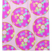 かわいいホットピンク名門私立校風のレインボーブライトカラフルドット シャワーカーテン (正面)