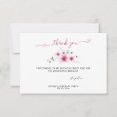 かわいいホットピンク5月花水色ガール誕生日 サンキューカード (正面)