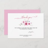 かわいいホットピンク5月花水色ガール誕生日 サンキューカード (正面/裏面)