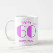 かわいいホットピンク60誕生日名 コーヒーマグカップ (左)