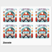 かわいいホット消防車のエンジン安全1歳の誕生日 スクエアシール (シート)