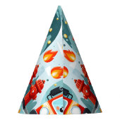 かわいいホット消防車のエンジン安全1歳の誕生日 パーティーハット (裏面)