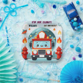 かわいいホット消防車のエンジン安全1歳の誕生日 ペーパープレート (パーティー)