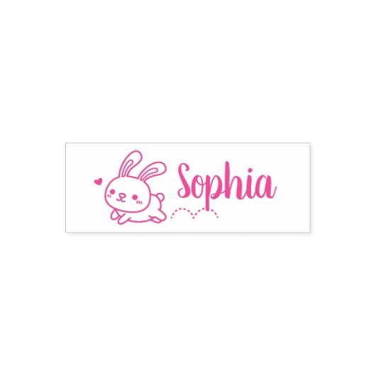 かわいいホッピングバニーラビット、女の子の名前 セルフインキングスタンプ (デザイン)