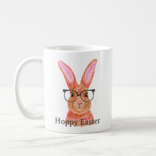 かわいいホッピーのイースターピンクのイースターバニーマグ コーヒーマグカップ (左)