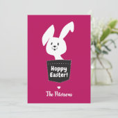 かわいいホッピー復活祭マゼンタレッド白バニー漫画 シーズンカード (スタンド正面)