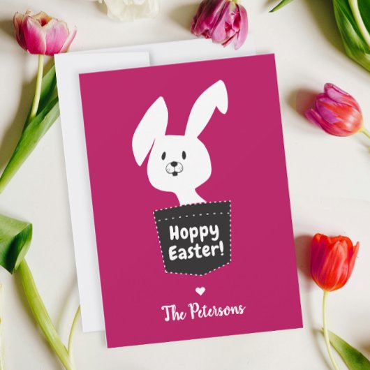 かわいいホッピー復活祭マゼンタレッド白バニー漫画 シーズンカード