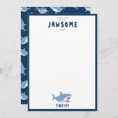 かわいいホホジロザメの海の誕生日パーティー サンキューカード (正面/裏面)