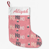 かわいいホホホホピンククリスマスストッキング スモールクリスマスストッキング (正面)