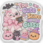 かわいいホラーおばけのカワイイ先生の幽霊のハロウィン シール (正面)