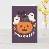 かわいいホラー ハロウィンパーティ カード (黄色い花)