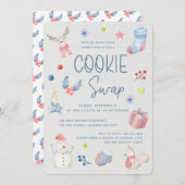 かわいいホリデーウォーターカラークリスマスクッキースワップ 招待状 (正面/裏面)
