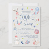 かわいいホリデーウォーターカラークリスマスクッキースワップ 招待状 (正面)