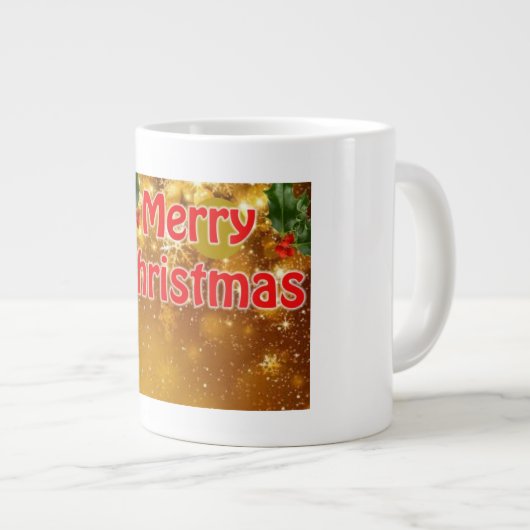 かわいいホリデーカードでフェスティバルシーズン ジャンボコーヒーマグカップ (正面右)