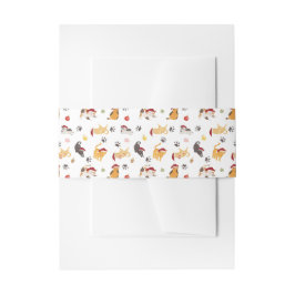 かわいいホリデーキャット柄 招待状ベリーバンド