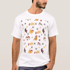 かわいいホリデーキャット柄 Tシャツ