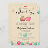 かわいいホリデークッキー交換クッキー&ココアパーティー 招待状 (正面/裏面)
