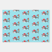 かわいいホリデーシャーク ラッピングペーパーシート (正面3)