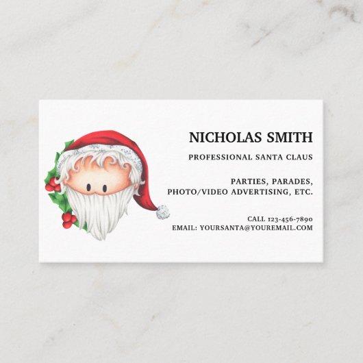 かわいいホリデーシーズンのサンタクロース 名刺 (正面)