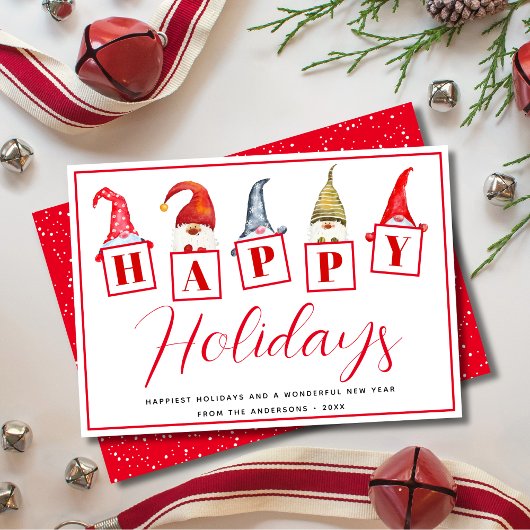 かわいいホリデーシーズンのノームのサイン 赤いホリデーカード シーズンカード