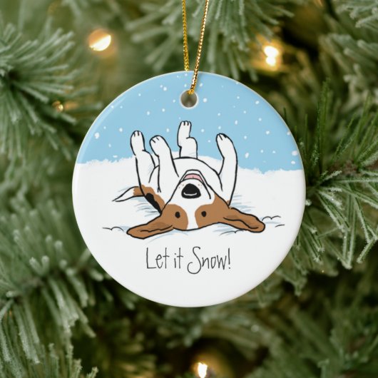 かわいいホリデースノービーグルハッピードッグクリスマス セラミックオーナメント (ツリー)
