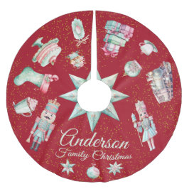 かわいいホリデーデザインのツリースカート ブラッシュドポリエステルツリースカート