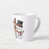かわいいホリデートナカイと雪だるま カフェラテマグ (右アングル)
