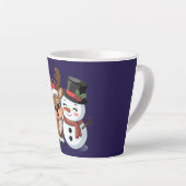 かわいいホリデートナカイと雪だるま カフェラテマグ (右アングル)