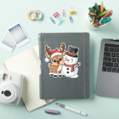 かわいいホリデートナカイと雪だるま シール (iPadカバー)