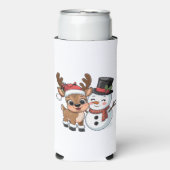 かわいいホリデートナカイと雪だるま スリム缶クーラー (Seltzer正面)