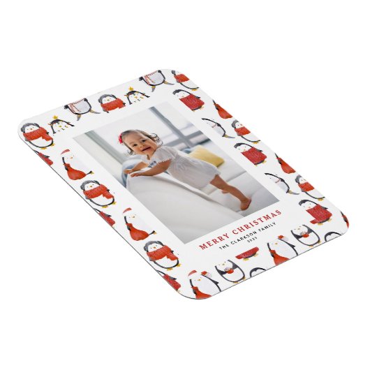 かわいいホリデーペンギン柄クリスマスフォト マグネット (右側)