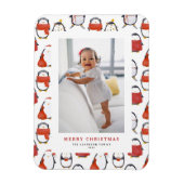 かわいいホリデーペンギン柄クリスマスフォト マグネット (縦)