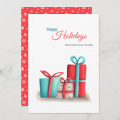 かわいいホリデーライトとプレゼントクリスマスカード シーズンカード (正面/裏面)