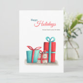 かわいいホリデーライトとプレゼントクリスマスカード シーズンカード (スタンド正面)