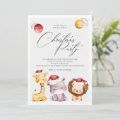 かわいいホリデー動物のクリスマスパーティ招待状 シーズンカード (スタンド正面)