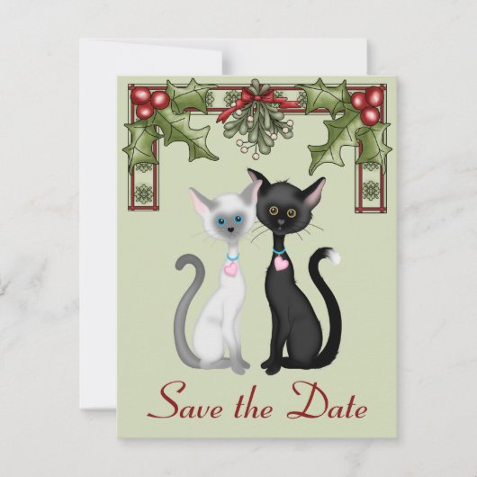 かわいいホリデー猫たち 結婚式のお知らせ セーブザデート (正面)