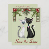 かわいいホリデー猫たち 結婚式のお知らせ セーブザデート (正面/裏面)