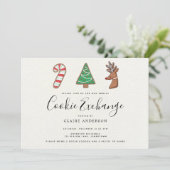 かわいいホリデー・クッキー交換パーティー 招待状 (スタンド正面)