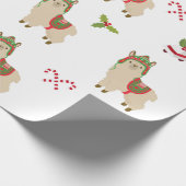 かわいいホリデー クリスマス ラマ アルパカ ラッピングペーパー (角)
