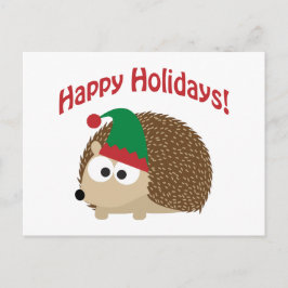 かわいいホリデー ハリネズミのクリスマスエルフ シーズンポストカード