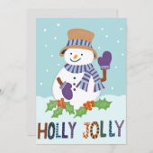 かわいいホリーすてき雪だるまクリスマスホリデーフォト (正面/裏面)