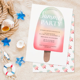 かわいいホログラフィックアイスクリームのグラデーション夏のパーティー 招待状