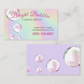 かわいいホログラフィックバブルのメイド清掃サービス 名刺 (正面/裏面)