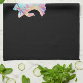 かわいいホログラフィック幽霊ハギングブラックキャットコージーガール キッチンタオル (折り畳み)